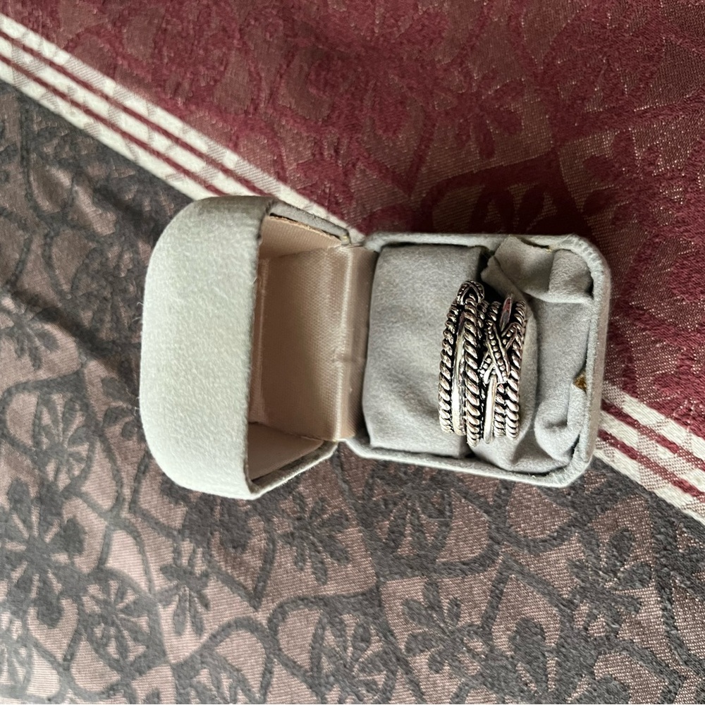Elegant Silver-Tone Braided Ring